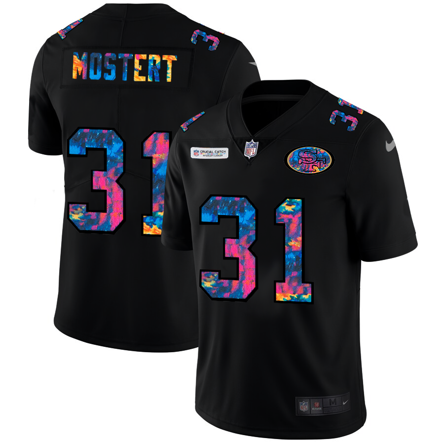 NFL San Francisco 49ers #31 Raheem Mostert Men Nike MultiColor Black 2020 Crucial Catch Vapor Untouchable Limited Jersey->san francisco 49ers->NFL Jersey